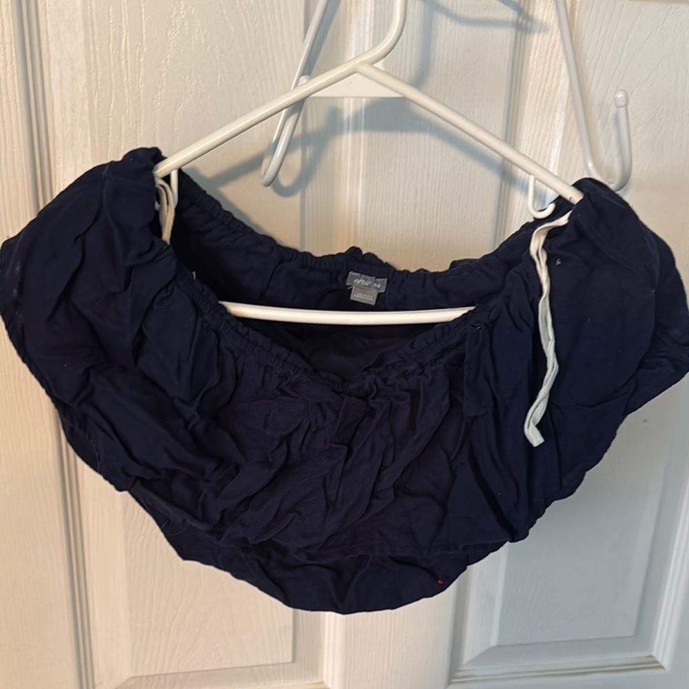 Navy Blue Off-Shoulder Top